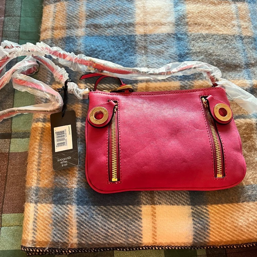 NWT! Joelle Hawkens by Treejse Small, Fuchsia Leather Crossbody